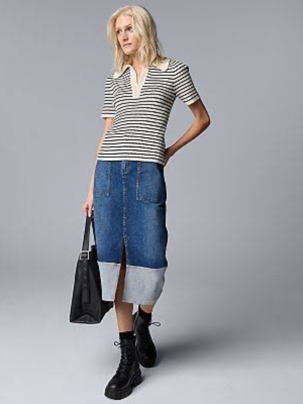 Simply Vera Vera Wang Two-Tone Denim Skirt